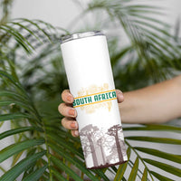 South Africa Wildlife Pride Skinny Tumbler Big Five with National Flag and Protea Floral Accent