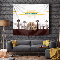 South Africa Wildlife Pride Tapestry Big Five with National Flag and Protea Floral Accent