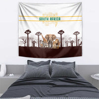 South Africa Wildlife Pride Tapestry Big Five with National Flag and Protea Floral Accent