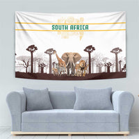 South Africa Wildlife Pride Tapestry Big Five with National Flag and Protea Floral Accent