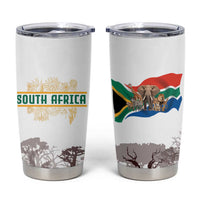 South Africa Wildlife Pride Tumbler Cup Big Five with National Flag and Protea Floral Accent