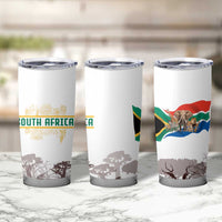 South Africa Wildlife Pride Tumbler Cup Big Five with National Flag and Protea Floral Accent