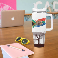 South Africa Wildlife Pride Tumbler With Handle Big Five with National Flag and Protea Floral Accent