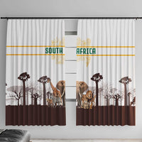 South Africa Wildlife Pride Window Curtain Big Five with National Flag and Protea Floral Accent