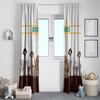 South Africa Wildlife Pride Window Curtain Big Five with National Flag and Protea Floral Accent