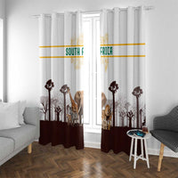 South Africa Wildlife Pride Window Curtain Big Five with National Flag and Protea Floral Accent