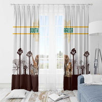 South Africa Wildlife Pride Window Curtain Big Five with National Flag and Protea Floral Accent