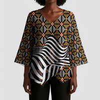 Cameroon Toghu Bamenda Kimono Sleeve Blouse African Traditional Art