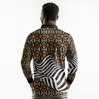 Cameroon Toghu Bamenda Long Sleeve Polo Shirt African Traditional Art