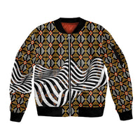 Cameroon Toghu Bamenda Sleeve Zip Bomber Jacket African Traditional Art