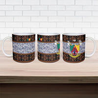 Cameroon Toghu Ceramic Mug Flag Coat Of Arms - Traditional Bamenda Art