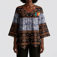 Cameroon Toghu Kimono Sleeve Blouse Flag Coat Of Arms - Traditional Bamenda Art