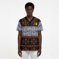Cameroon Toghu Scrub Top Flag Coat Of Arms - Traditional Bamenda Art