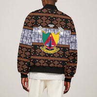 Cameroon Toghu Sleeve Zip Bomber Jacket Flag Coat Of Arms - Traditional Bamenda Art