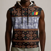 Cameroon Toghu Sleeveless Hoodie Flag Coat Of Arms - Traditional Bamenda Art