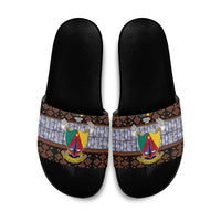 Cameroon Toghu Slide Sandals Flag Coat Of Arms - Traditional Bamenda Art