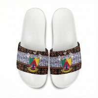 Cameroon Toghu Slide Sandals Flag Coat Of Arms - Traditional Bamenda Art
