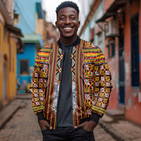 Cameroon Toghu Bomber Jacket Vibrant Bamenda Tribal - Authentic African Folk Art