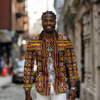 Cameroon Toghu Long Sleeve Button Shirt Vibrant Bamenda Tribal - Authentic African Folk Art