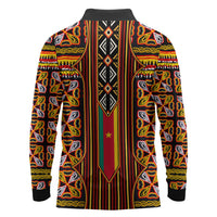 Cameroon Toghu Long Sleeve Polo Shirt Vibrant Bamenda Tribal - Authentic African Folk Art