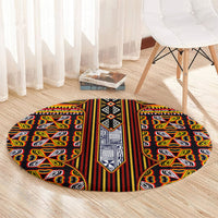 Cameroon Toghu Round Carpet Vibrant Bamenda Tribal - Authentic African Folk Art