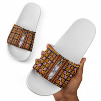 Cameroon Toghu Slide Sandals Vibrant Bamenda Tribal - Authentic African Folk Art