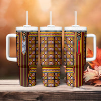 Cameroon Toghu Tumbler With Handle Vibrant Bamenda Tribal - Authentic African Folk Art