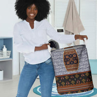 Cameroon Toghu Ethnic Heritage Laundry Basket Traditional Bamenda Embroidery Style - African Tribal Motifs