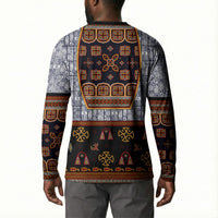 Cameroon Toghu Ethnic Heritage Button Sweatshirt Traditional Bamenda Embroidery Style - African Tribal Motifs