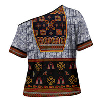 Cameroon Toghu Ethnic Heritage Cross Shoulder Shirt Traditional Bamenda Embroidery Style - African Tribal Motifs