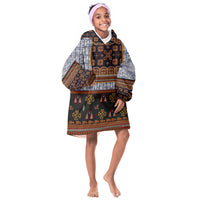 Cameroon Toghu Ethnic Heritage Kid Wearable Blanket Hoodie Traditional Bamenda Embroidery Style - African Tribal Motifs