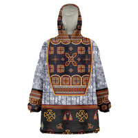Cameroon Toghu Ethnic Heritage Kid Wearable Blanket Hoodie Traditional Bamenda Embroidery Style - African Tribal Motifs