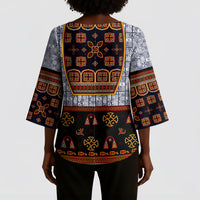 Cameroon Toghu Ethnic Heritage Kimono Sleeve Blouse Traditional Bamenda Embroidery Style - African Tribal Motifs