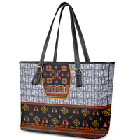 Cameroon Toghu Ethnic Heritage Leather Tote Bag Traditional Bamenda Embroidery Style - African Tribal Motifs