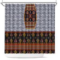 Cameroon Toghu Ethnic Heritage Shower Curtain Traditional Bamenda Embroidery Style - African Tribal Motifs