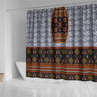 Cameroon Toghu Ethnic Heritage Shower Curtain Traditional Bamenda Embroidery Style - African Tribal Motifs