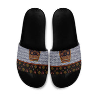 Cameroon Toghu Ethnic Heritage Slide Sandals Traditional Bamenda Embroidery Style - African Tribal Motifs