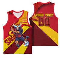 Personalized Spain Football Basketball Jersey Spanish Soccer Team Flag Bull Mascot