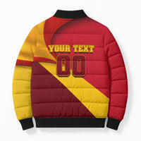 Personalized Spain Football Bomber Puffer Jacket Spanish Soccer Team Flag Bull Mascot