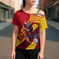 Personalized Spain Football Cross Shoulder Shirt Spanish Soccer Team Flag Bull Mascot