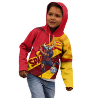 Personalized Spain Football Kid Hoodie Spanish Soccer Team Flag Bull Mascot
