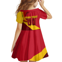 Personalized Spain Football Kid Short Sleeve Dress Spanish Soccer Team Flag Bull Mascot