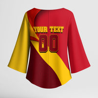 Personalized Spain Football Kimono Sleeve Blouse Spanish Soccer Team Flag Bull Mascot