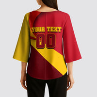Personalized Spain Football Kimono Sleeve Blouse Spanish Soccer Team Flag Bull Mascot