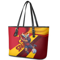 Spain Football Leather Tote Bag Spanish Soccer Team Flag Bull Mascot