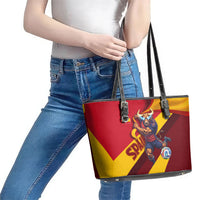 Spain Football Leather Tote Bag Spanish Soccer Team Flag Bull Mascot