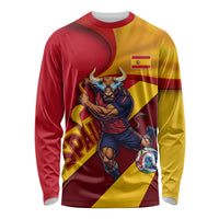 Personalized Spain Football Long Sleeve Shirt Spanish Soccer Team Flag Bull Mascot