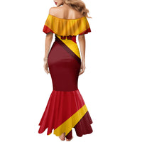 Personalized Spain Football Mermaid Dress Spanish Soccer Team Flag Bull Mascot