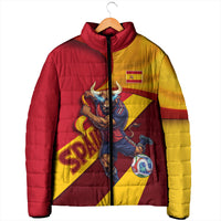 Personalized Spain Football Padded Jacket Spanish Soccer Team Flag Bull Mascot
