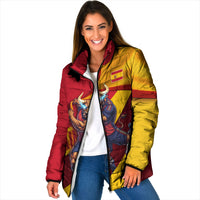 Personalized Spain Football Padded Jacket Spanish Soccer Team Flag Bull Mascot